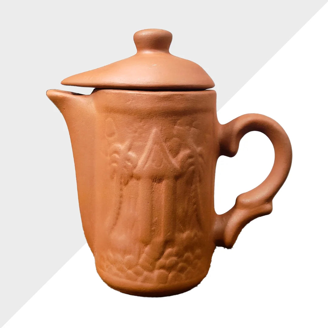 Palm Etched Terracotta Jug