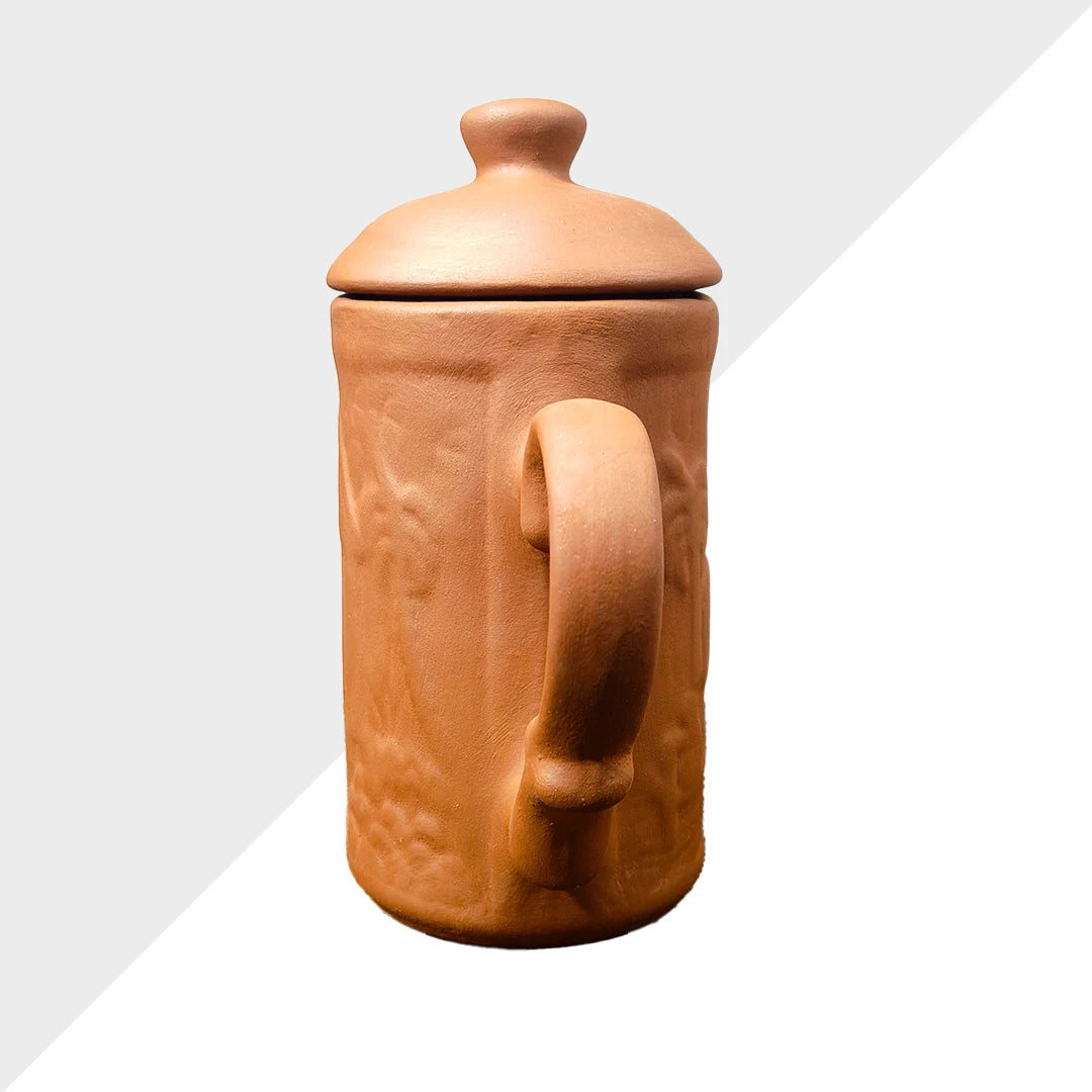 Palm Etched Terracotta Jug