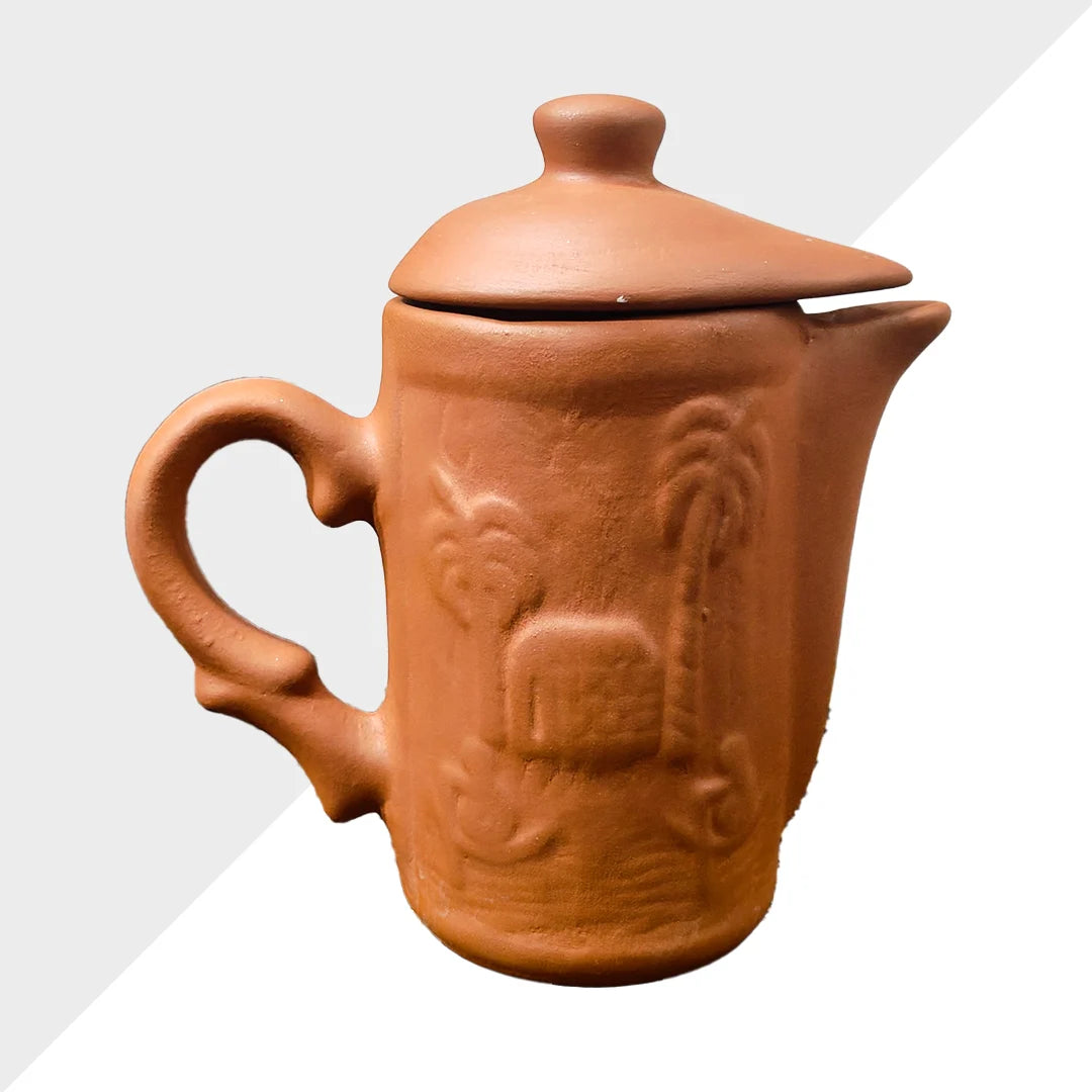 Palm Etched Terracotta Jug