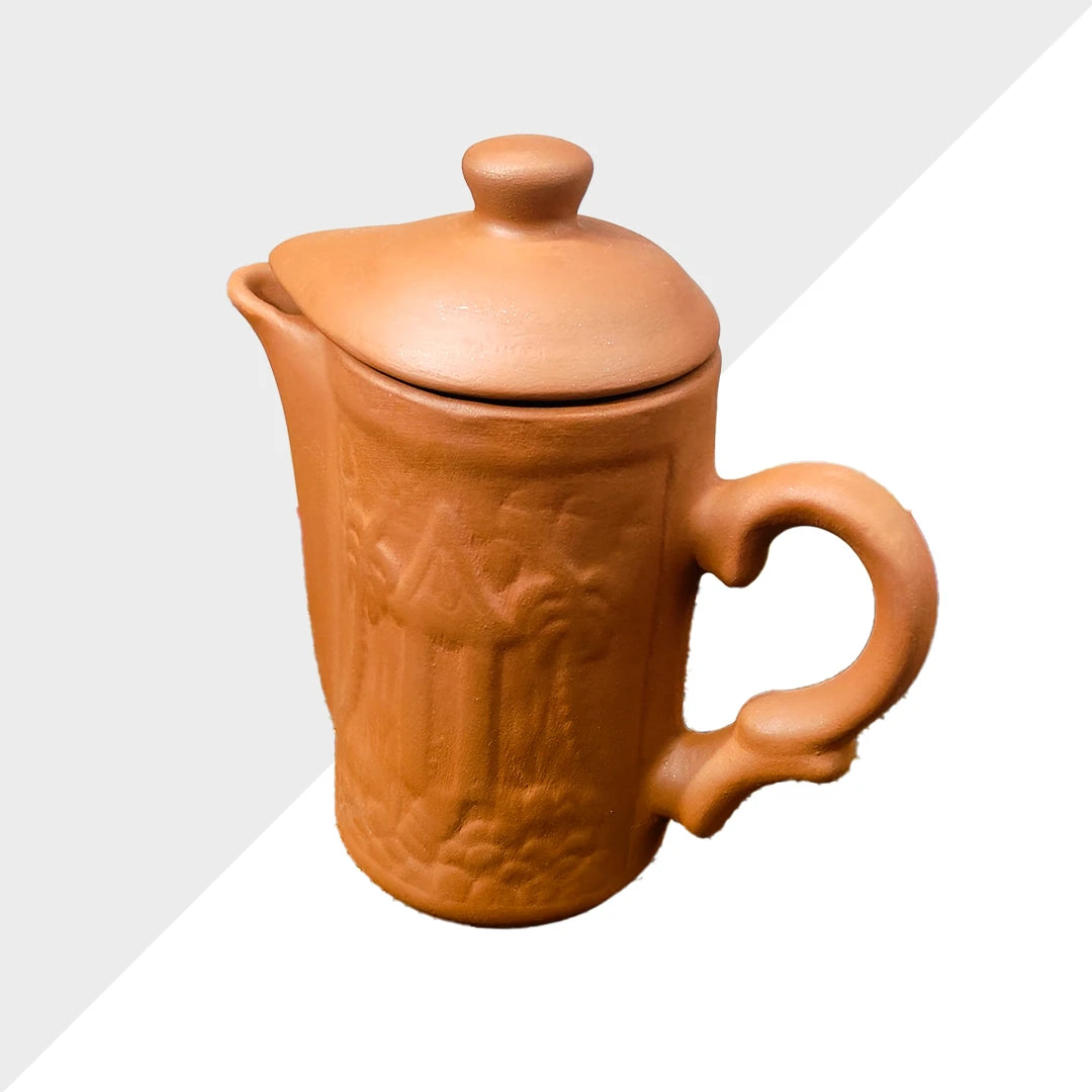 Palm Etched Terracotta Jug
