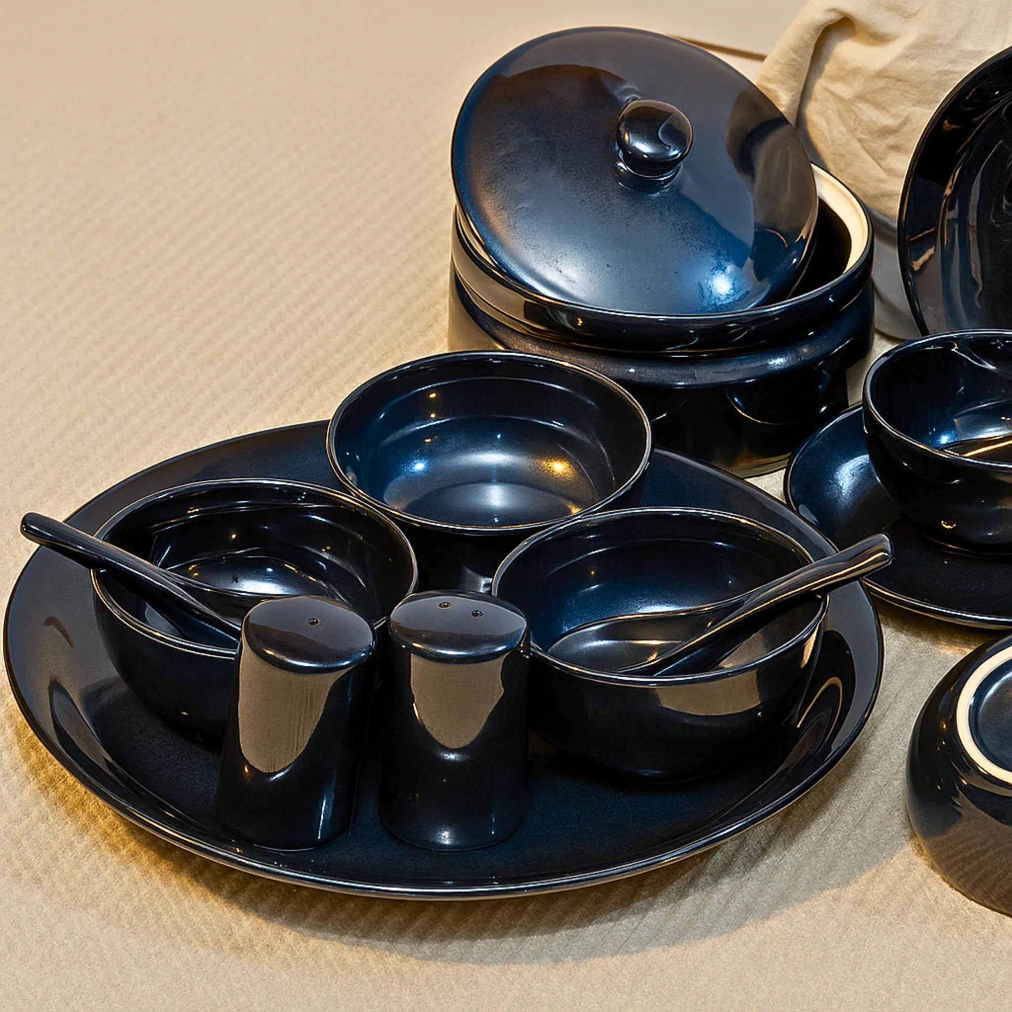 indigo Blue Glaze Dinner Set