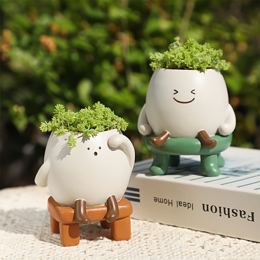 Ceramikaa Happy Planter Buddy | Set of 2 | Plant Pot