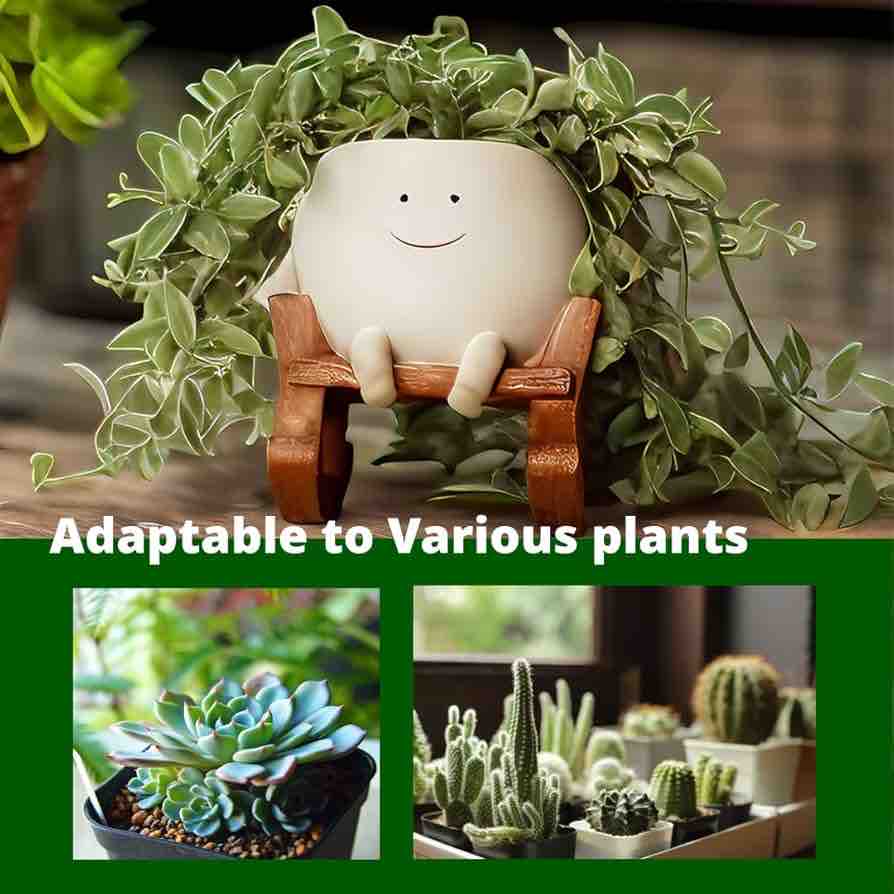 Ceramikaa| Happy Face Gardener Planter | Set of 2 | Planter Pot