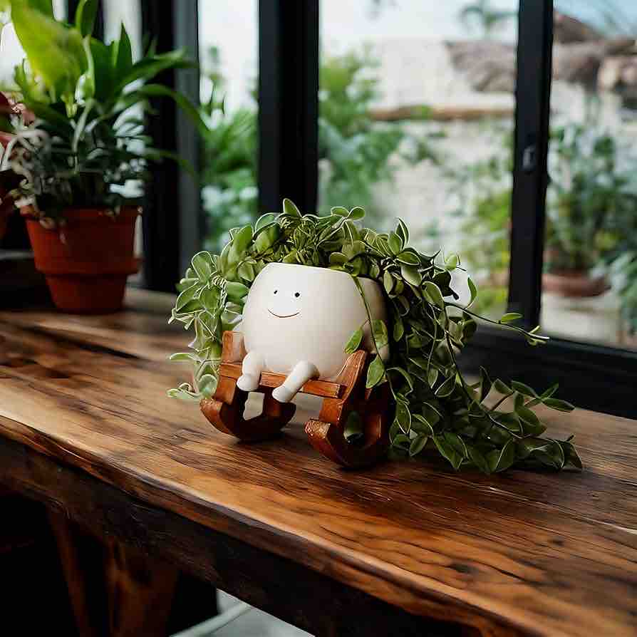 Ceramikaa| Happy Face Gardener Planter | Set of 2 | Planter Pot